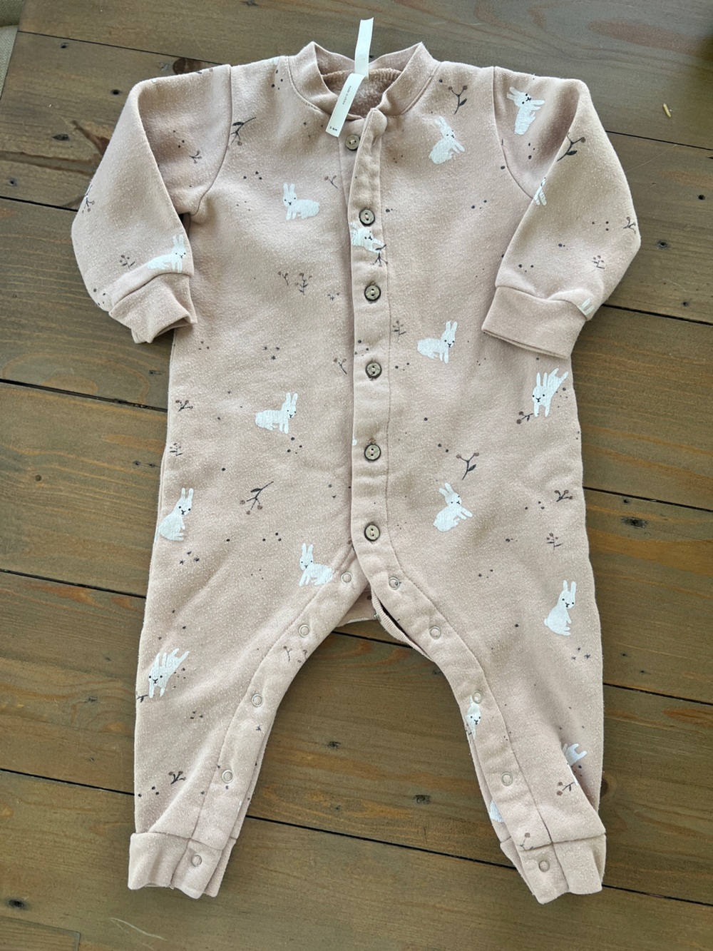 Rylee + Cru Dusty Pink Bunny Jumpsuit - 3-6 months